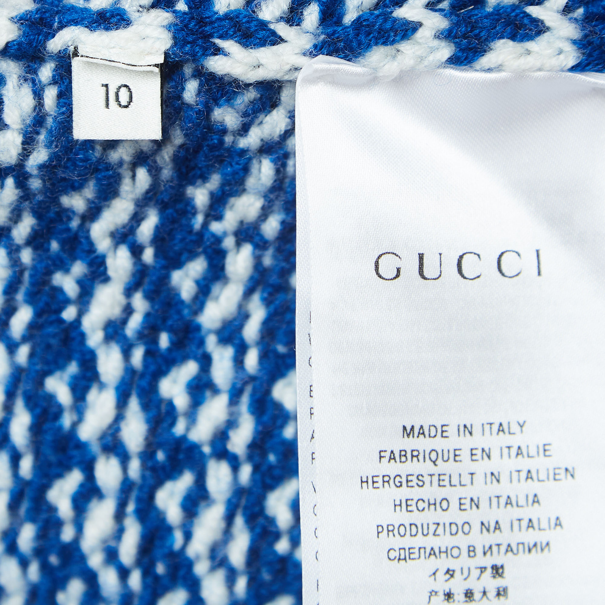 Gucci Blue/White Patterned Wool Buttoned Cardigan (10 Yrs)