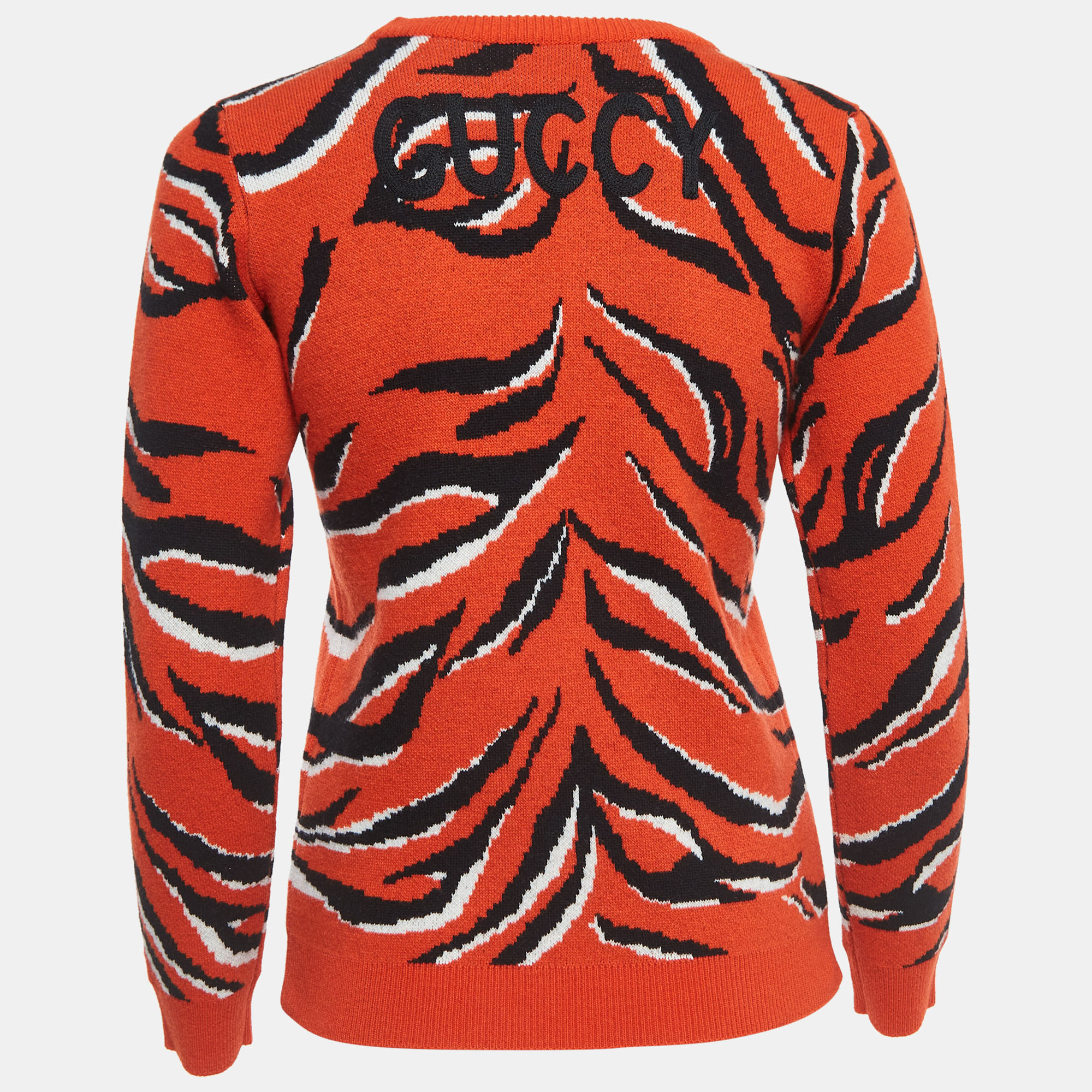 Gucci Orange Tiger Intarsia Wool Sweater (10 Yrs)