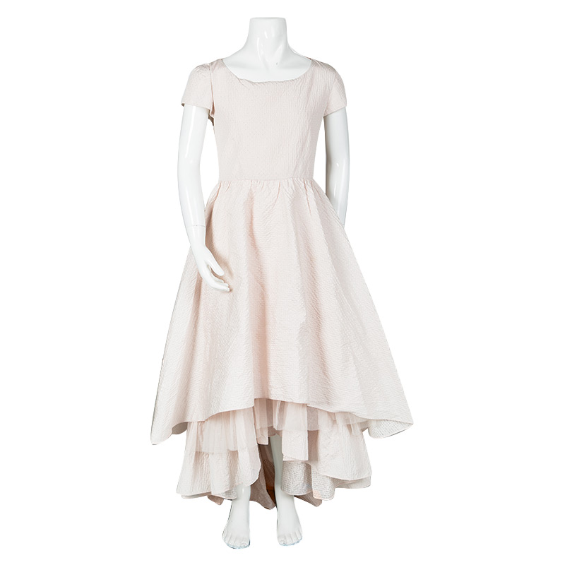 

Junior Gaultier Couture Blush Pink Lurex Dot Tiered Cap Sleeve Dress 14 Yrs