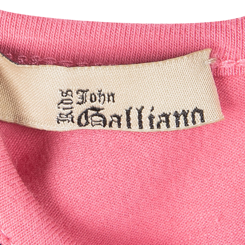 John Galliano Pink Printed Cotton Jersey T-Shirt Dress 9 Months