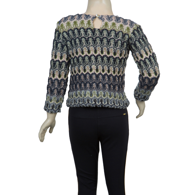 Missoni Multicolor Crochet Embroidered Long Sleeve Sweater 4 Yrs