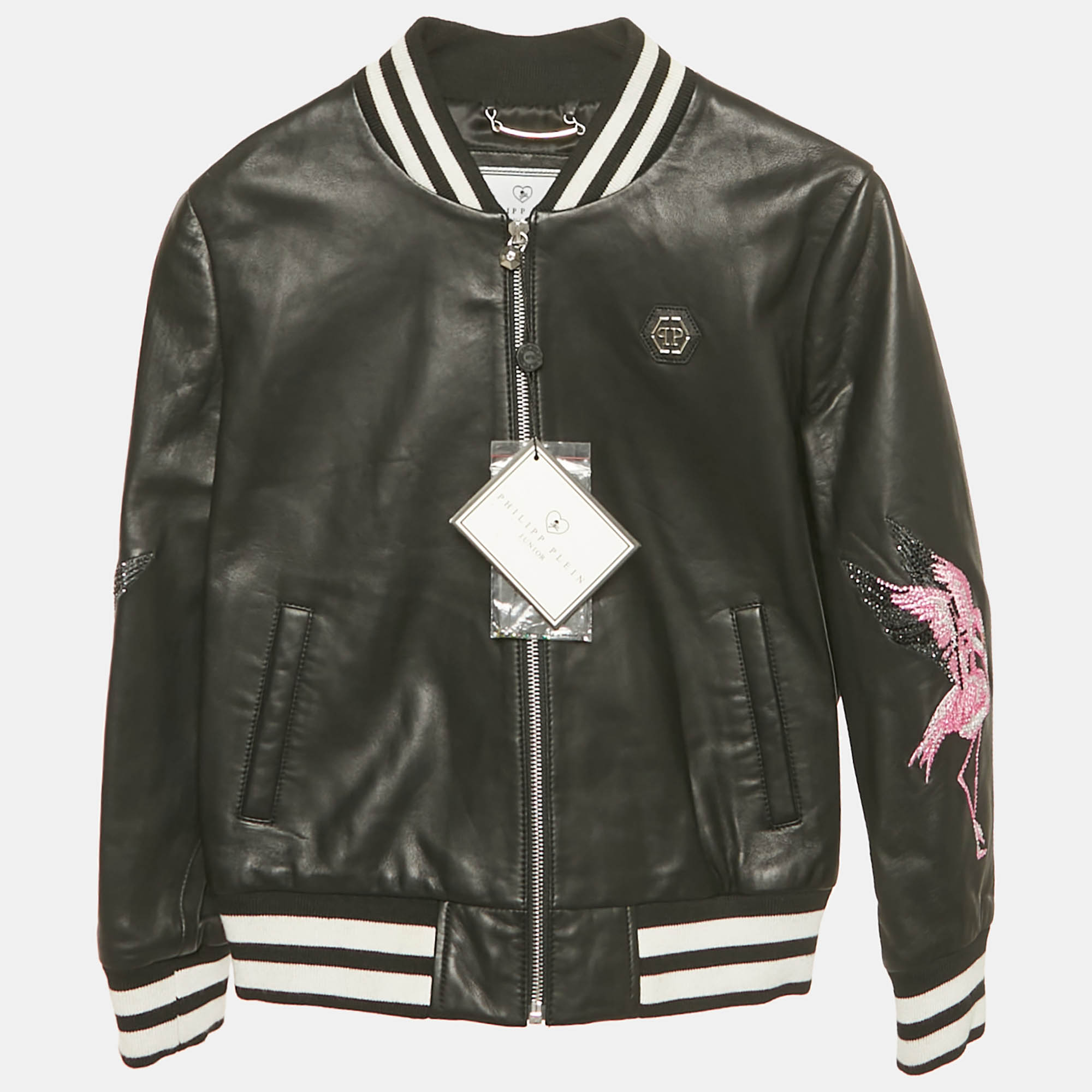 Philipp Plein Kids Black Flamingo Rhinestone Leather Jacket 8 Yrs
Philipp Plein Kids Black Flamingo Rhinestone Leather Jacket 8 Yrs