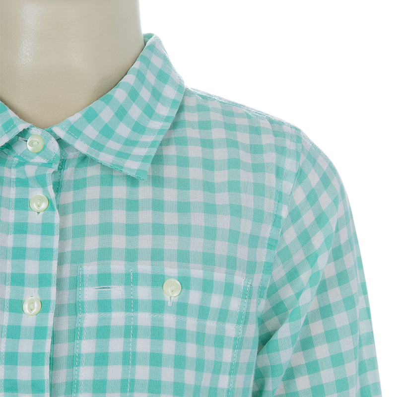 Ralph Lauren White And Green Checked Long Sleeve Button-Down Cotton Shirt 6 Yrs
