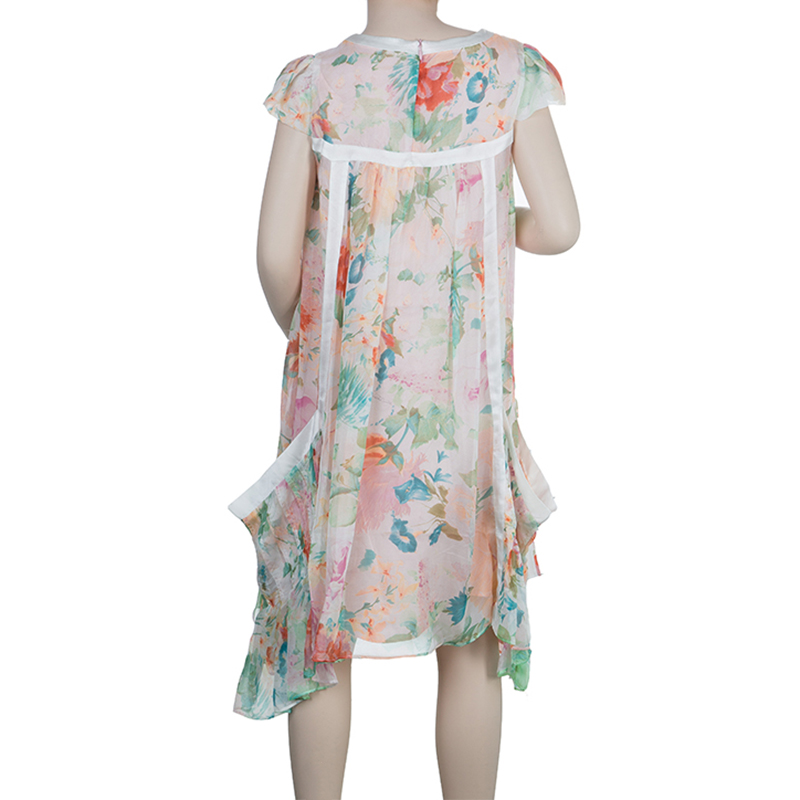 Roberto Cavalli Angels Multicolor Floral Print Silk Dress 10 Yrs