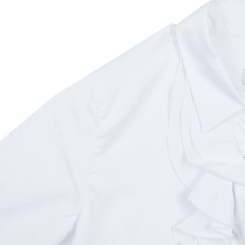 Roberto Cavalli Angels White Ruffle Neck Button Down Shirt 6 Yrs