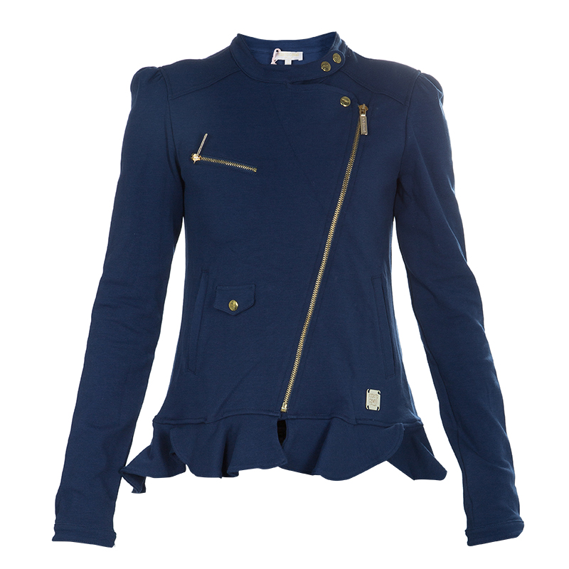 Roberto cavalli angels navy blue frill detail biker jacket 8 yrs