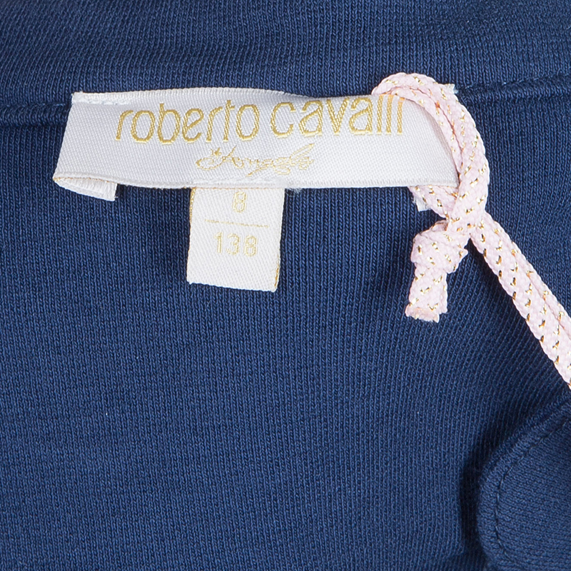 Roberto Cavalli Angels Navy Blue Frill Detail Biker Jacket 12 Yrs
