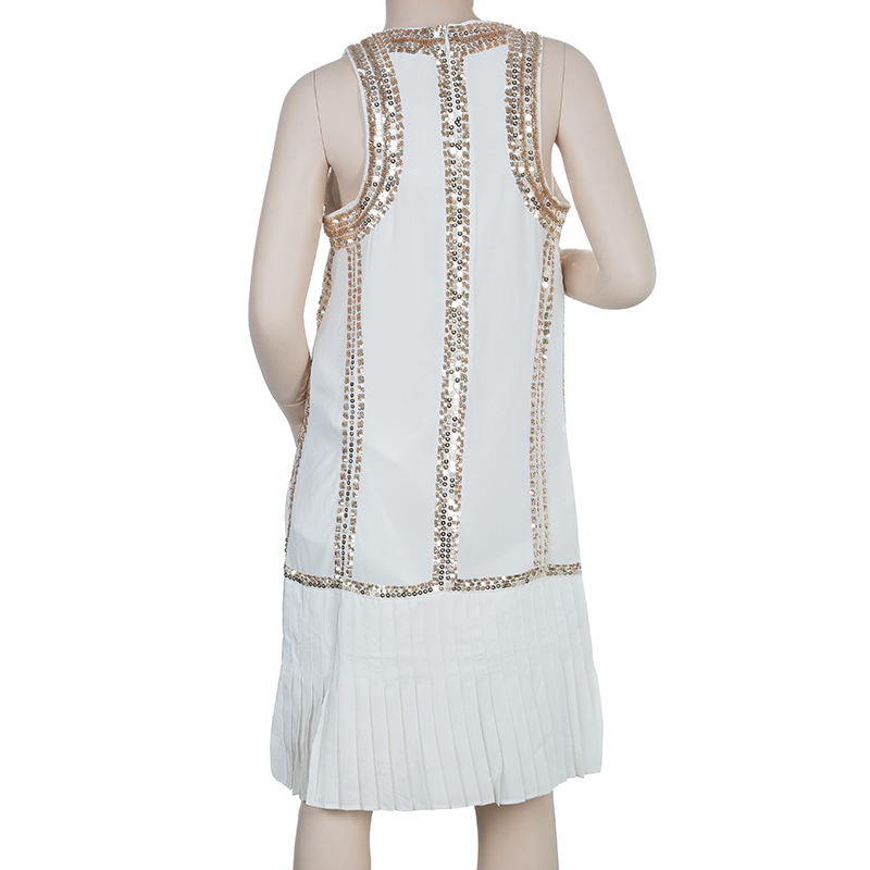 Roberto Cavalli Angels White Sequin Embellished Pleated Dress 10 Yrs