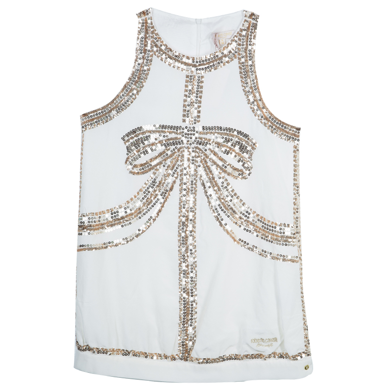 Image of Roberto Cavalli Angels White Sequin Embellished Sleeveless Dress  Yrs