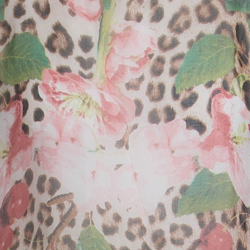 Roberto Cavalli Printed Silk Elasticated Hem Dress XS
