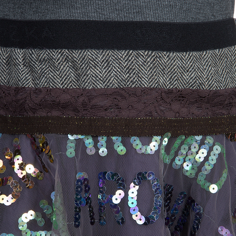 Roma E Tosca Multicolor Sequin Embellished Skirt 10 Yrs