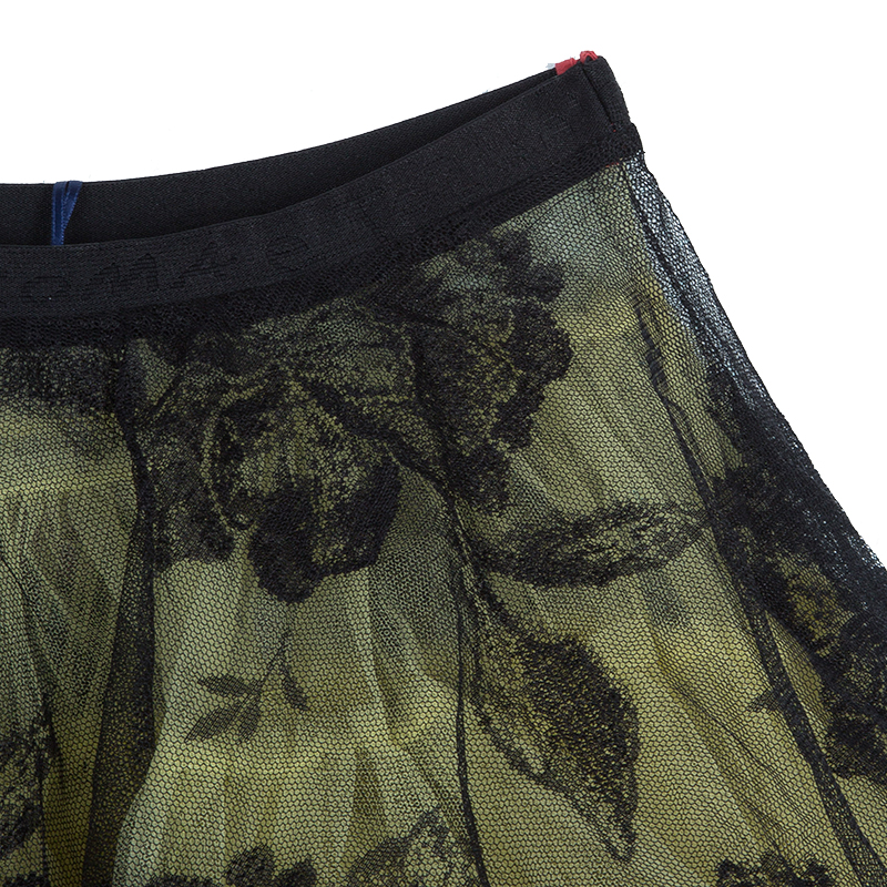 Roma E Tosca Yellow Lace Rose Print Overlay Skirt 12 Yrs