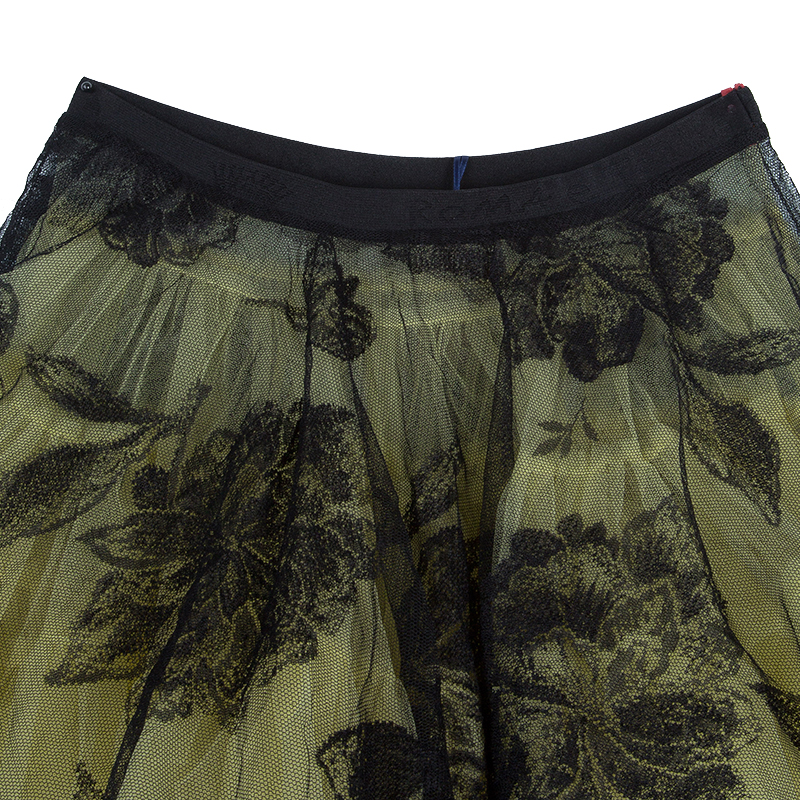 Roma E Tosca Yellow Lace Rose Print Overlay Skirt 12 Yrs