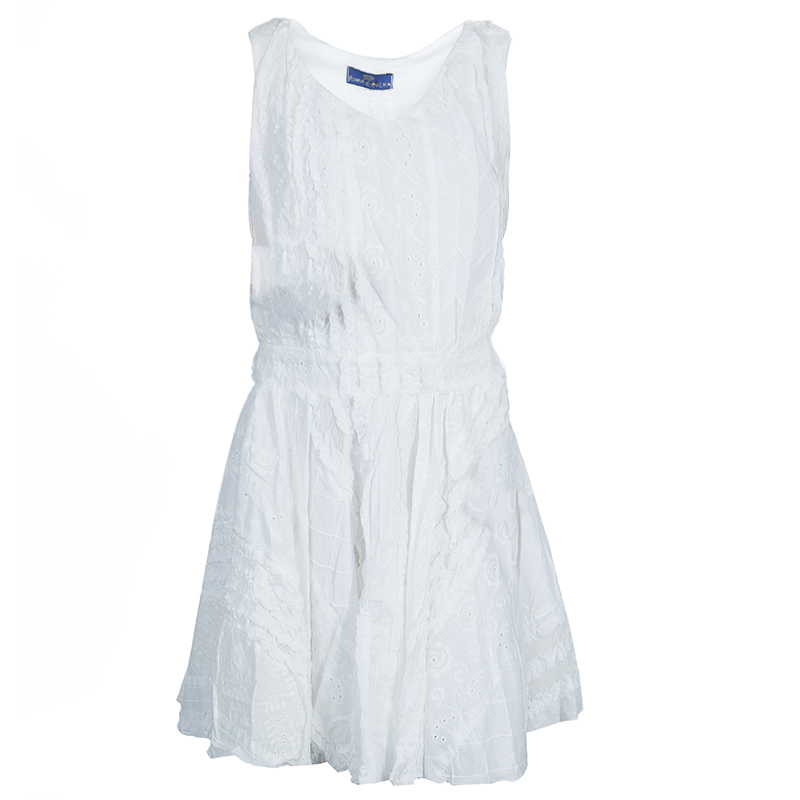 Roma e tosca white embroidered sleeveless dress 12 yrs