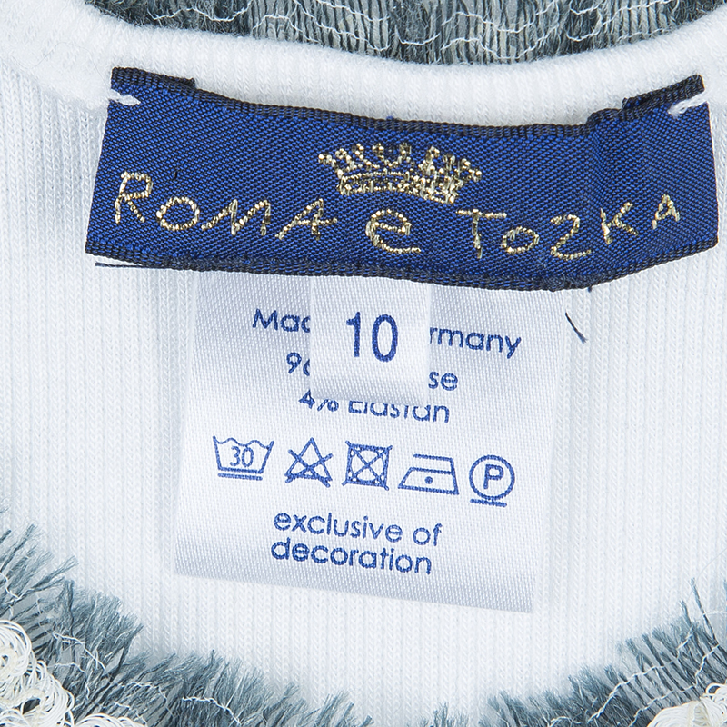 Roma E Tosca White Lace Trim Sleeveless Tshirt 10 Yrs