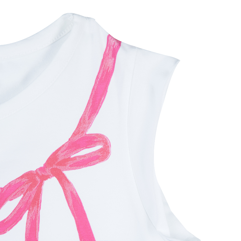 Simonetta Mini White Striped Sleeveless Tshirt 7 Yrs