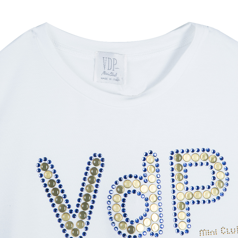 VDP White Swarovski Embellished Logo Tshirt 12 Yrs