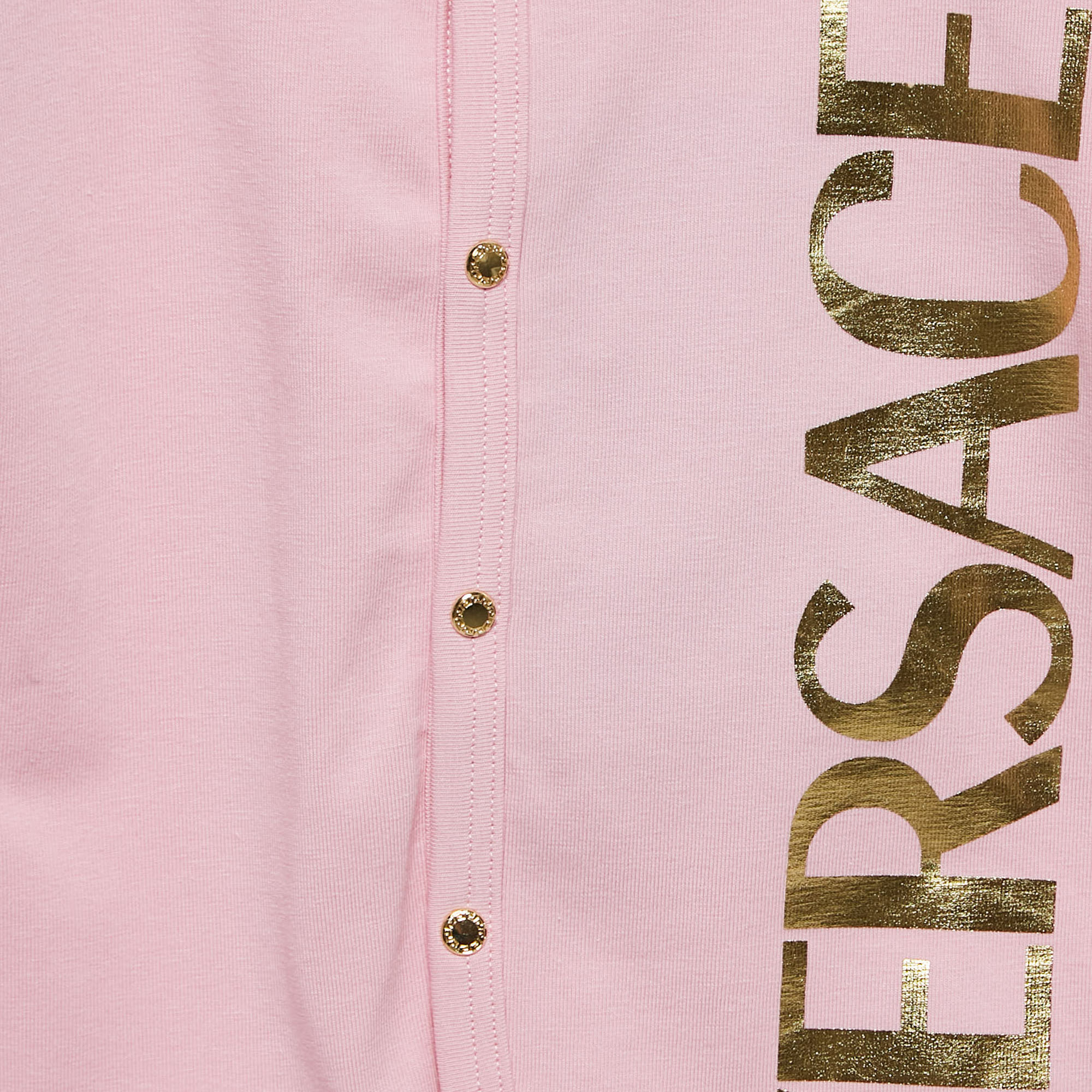 Versace Pink Logo Print Baby Sleepsuit With Cap