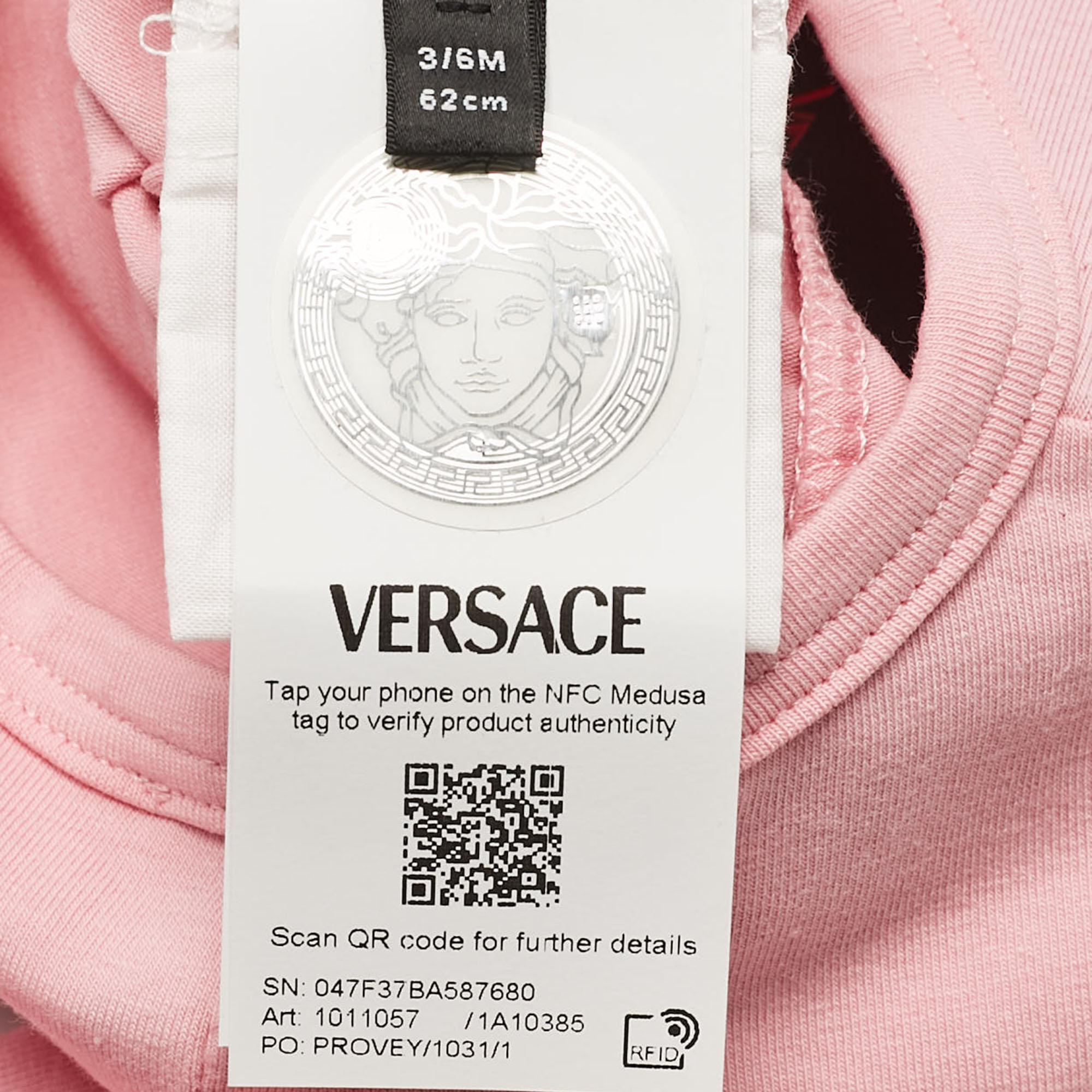 Versace Pink Logo Print Baby Sleepsuit With Cap