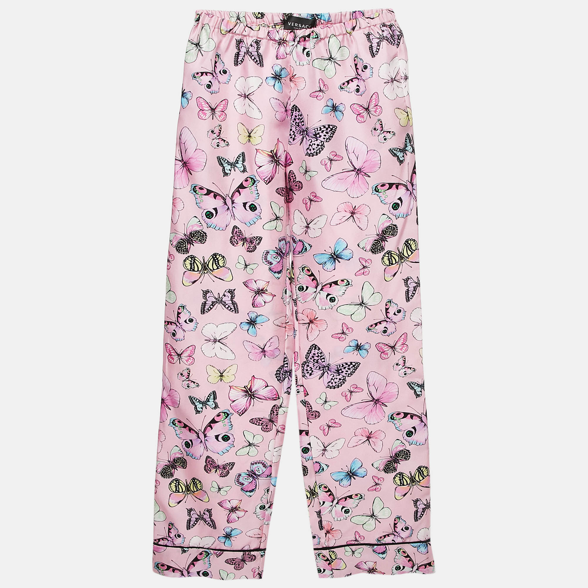 Versace Pink Butterfly Print Silk Trousers 12 Yrs