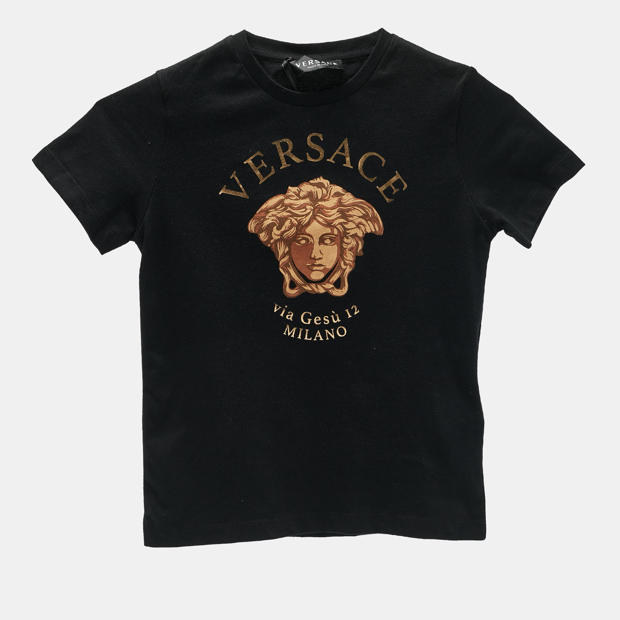 Versace Kids Black Medusa Print Jersey T-Shirt 5 Yrs