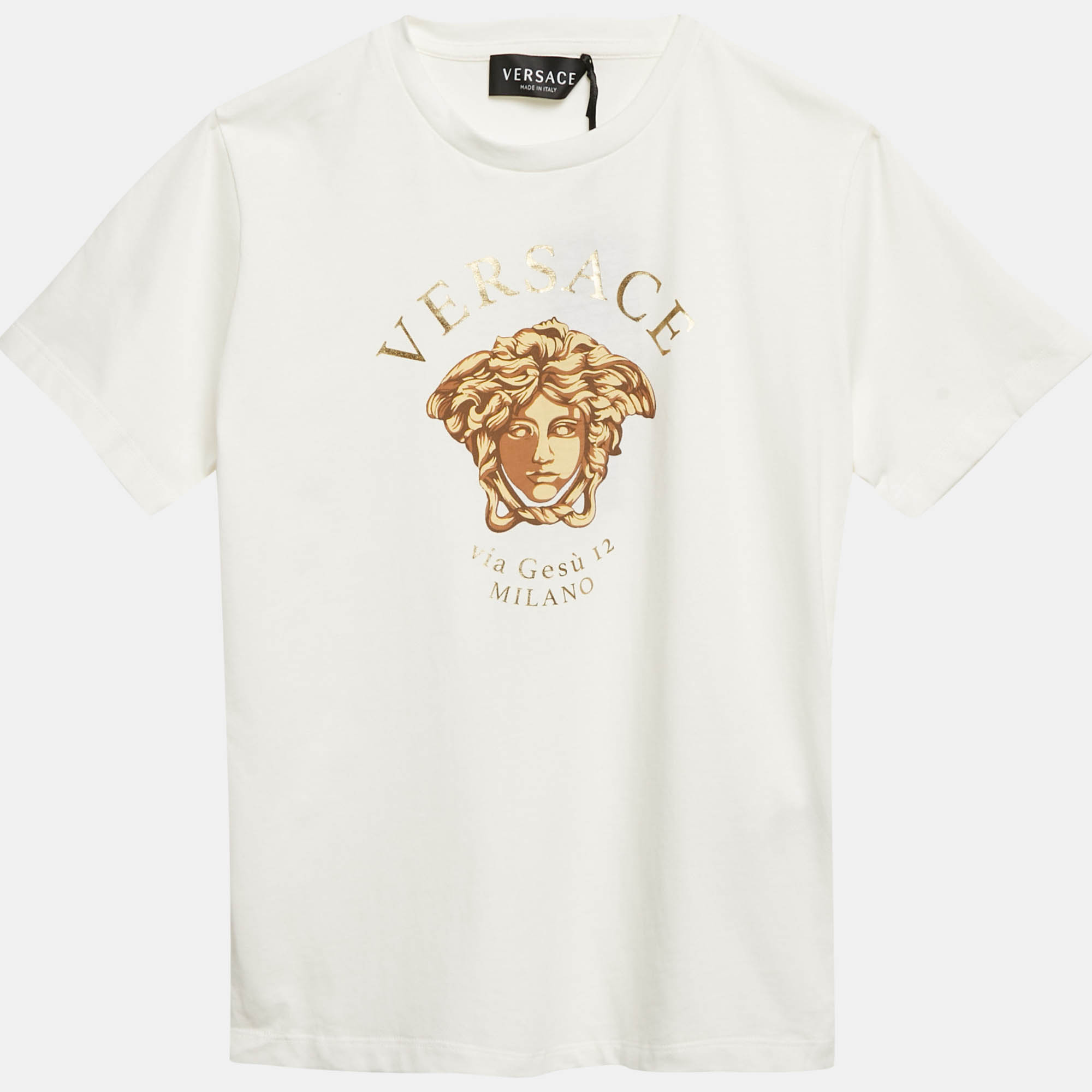 Versace Kids White Medusa Print Jersey T-Shirt 10 Yrs