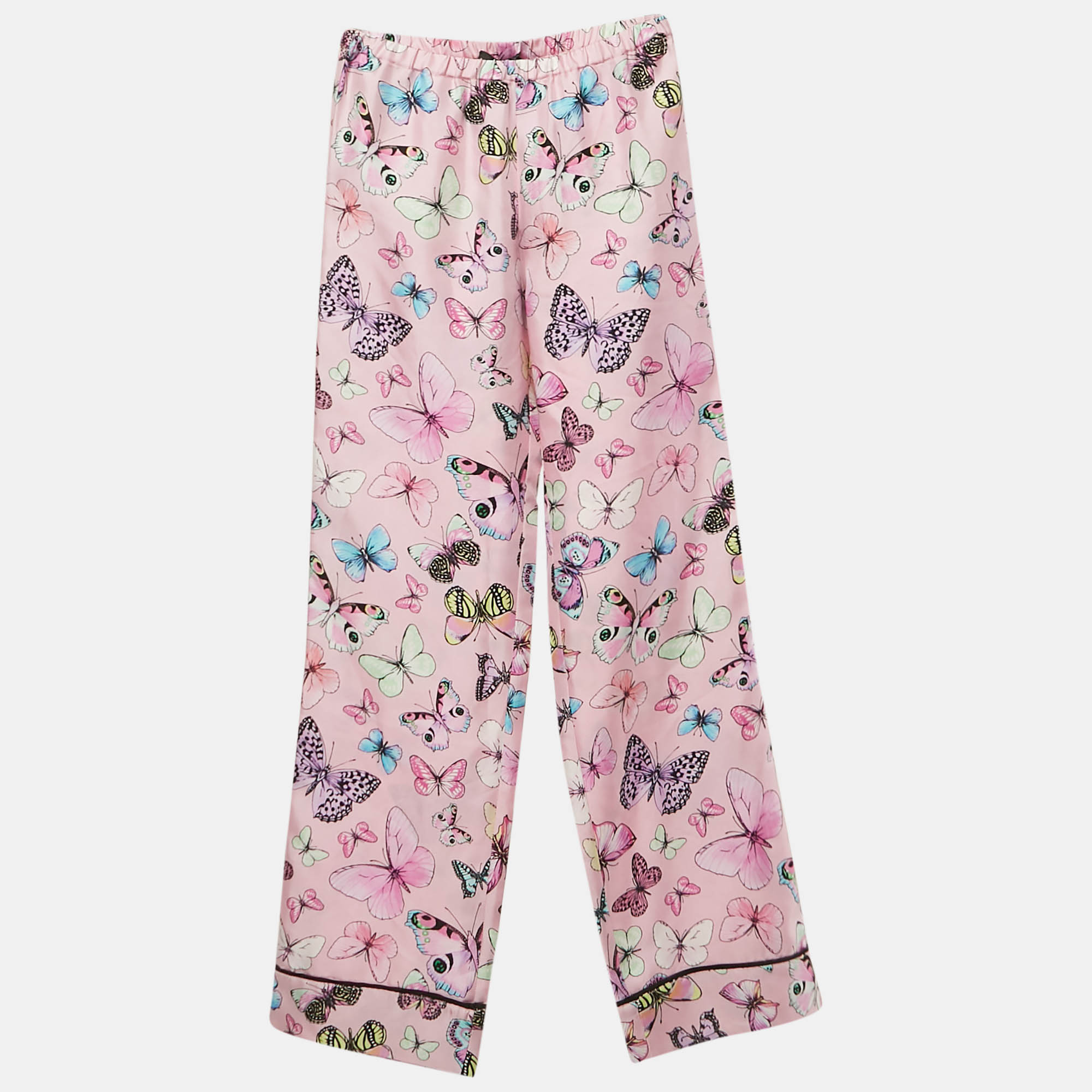 Versace Pink Butterfly Print Silk Trousers 10 Yrs