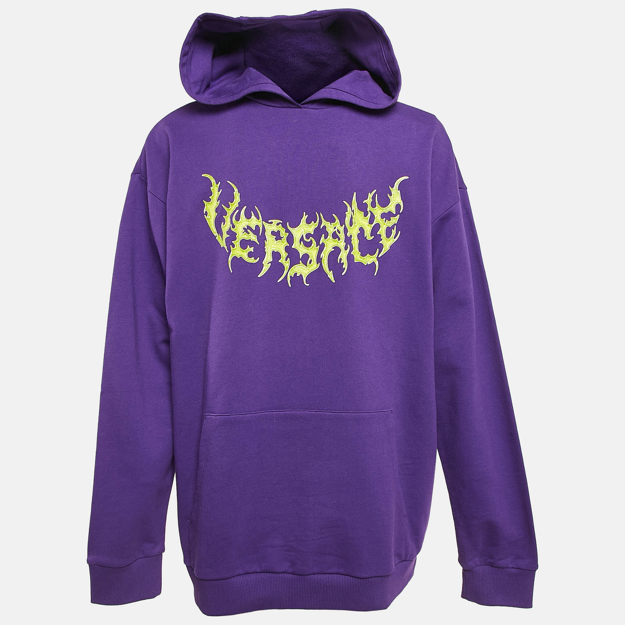Versace Kids Purple Printed Cotton Hoodie 14 Yrs