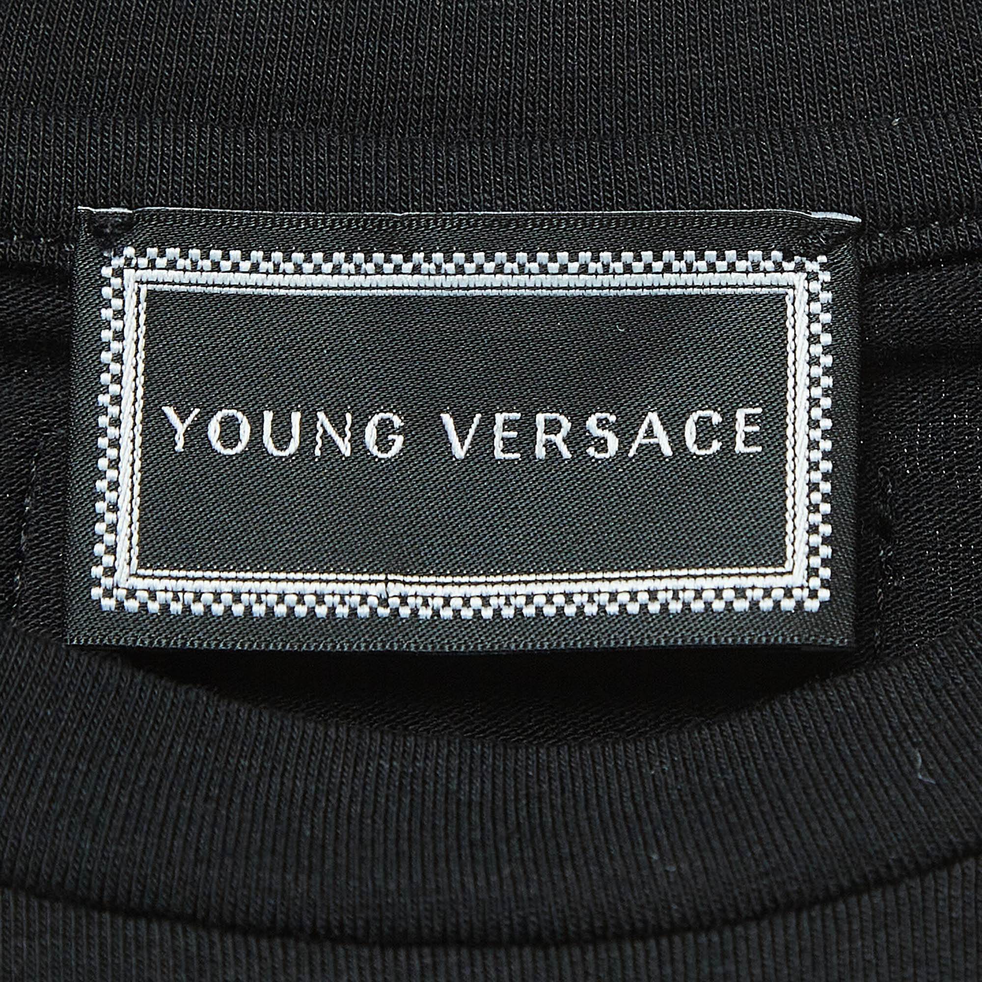 Young Versace Black Medusa Embellished Cotton T-Shirt (10 Yrs)