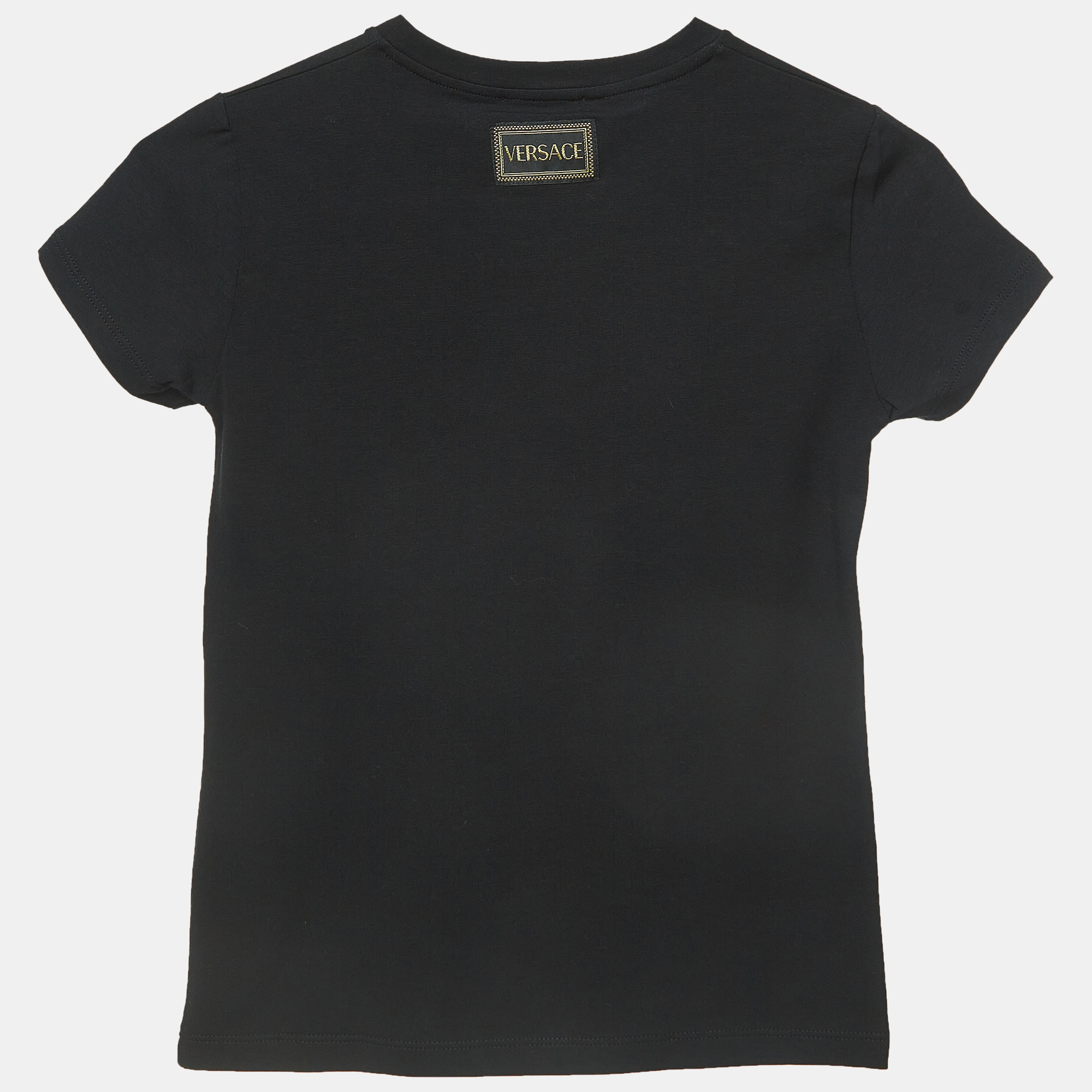 Young Versace Black Medusa Embellished Cotton T-Shirt (10 Yrs)