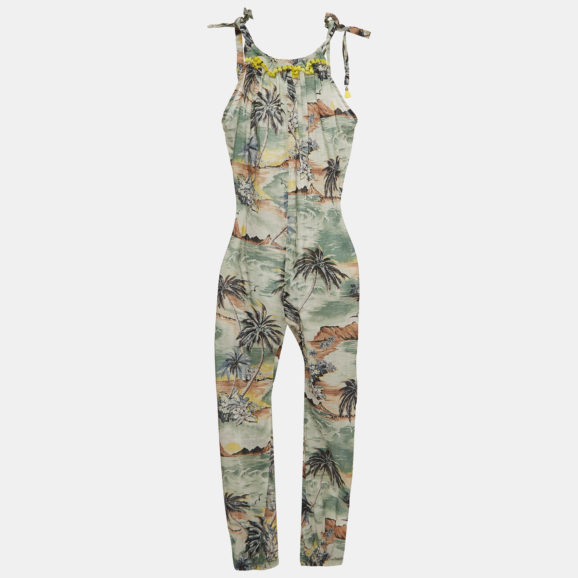 Zimmermann Green/Multicolor Print Cotton Jumpsuit (10 Yrs)