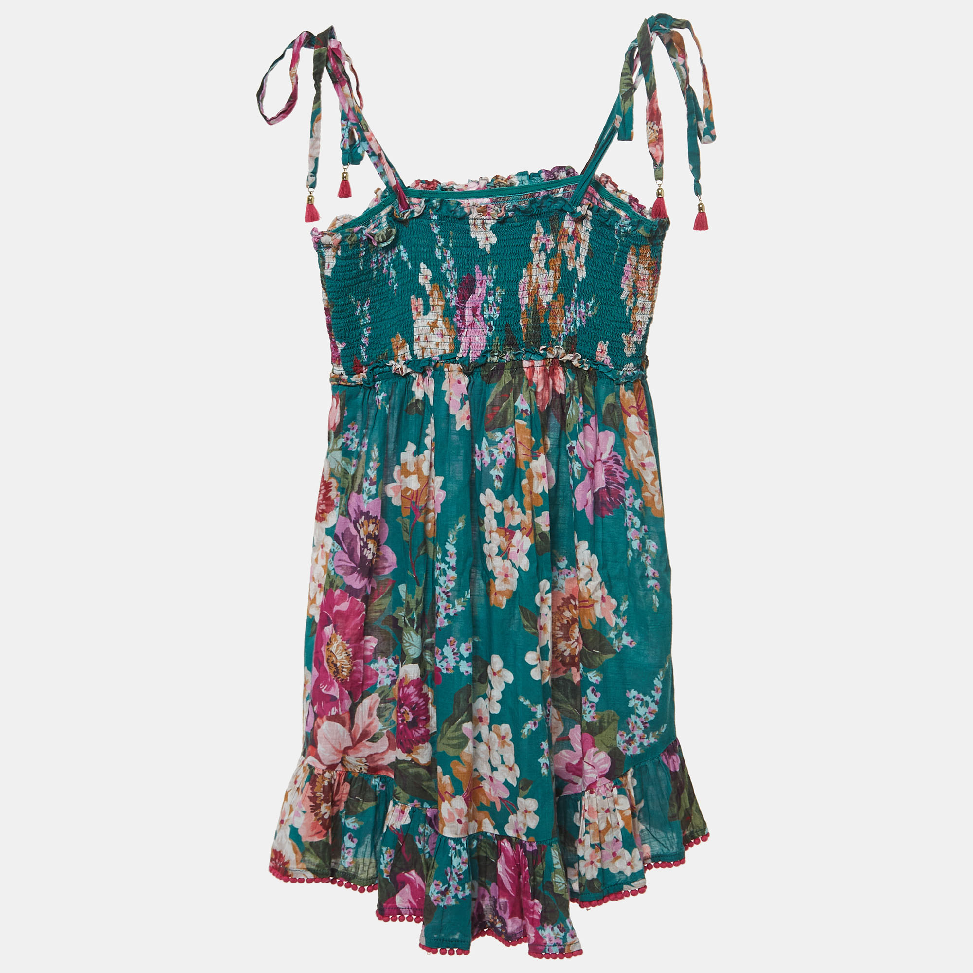 Zimmermann Green/Multicolor Floral Printed Cotton Dress (10 Yrs)