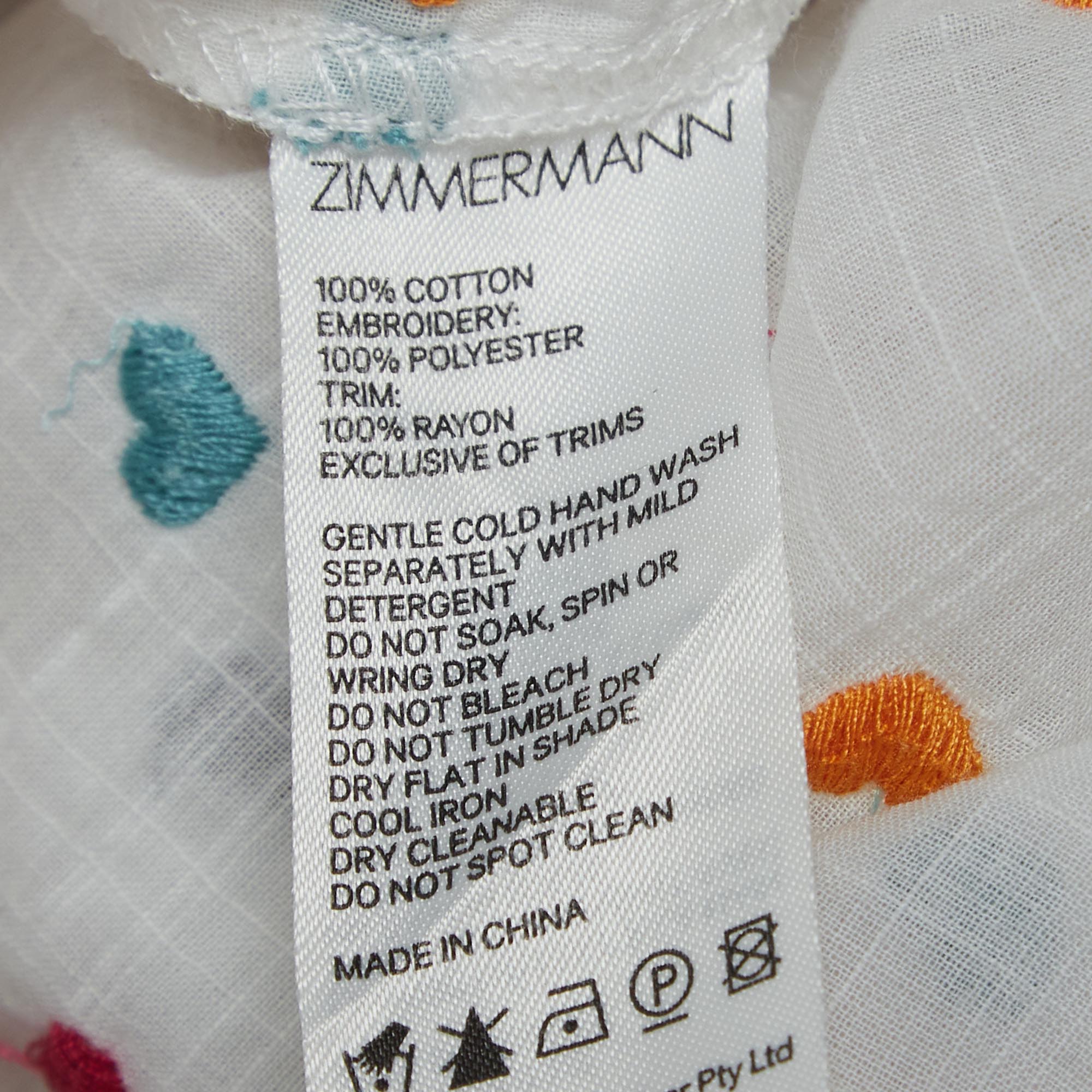 Zimmermann White Heart Embroidered Cotton Dress (10 Yrs)