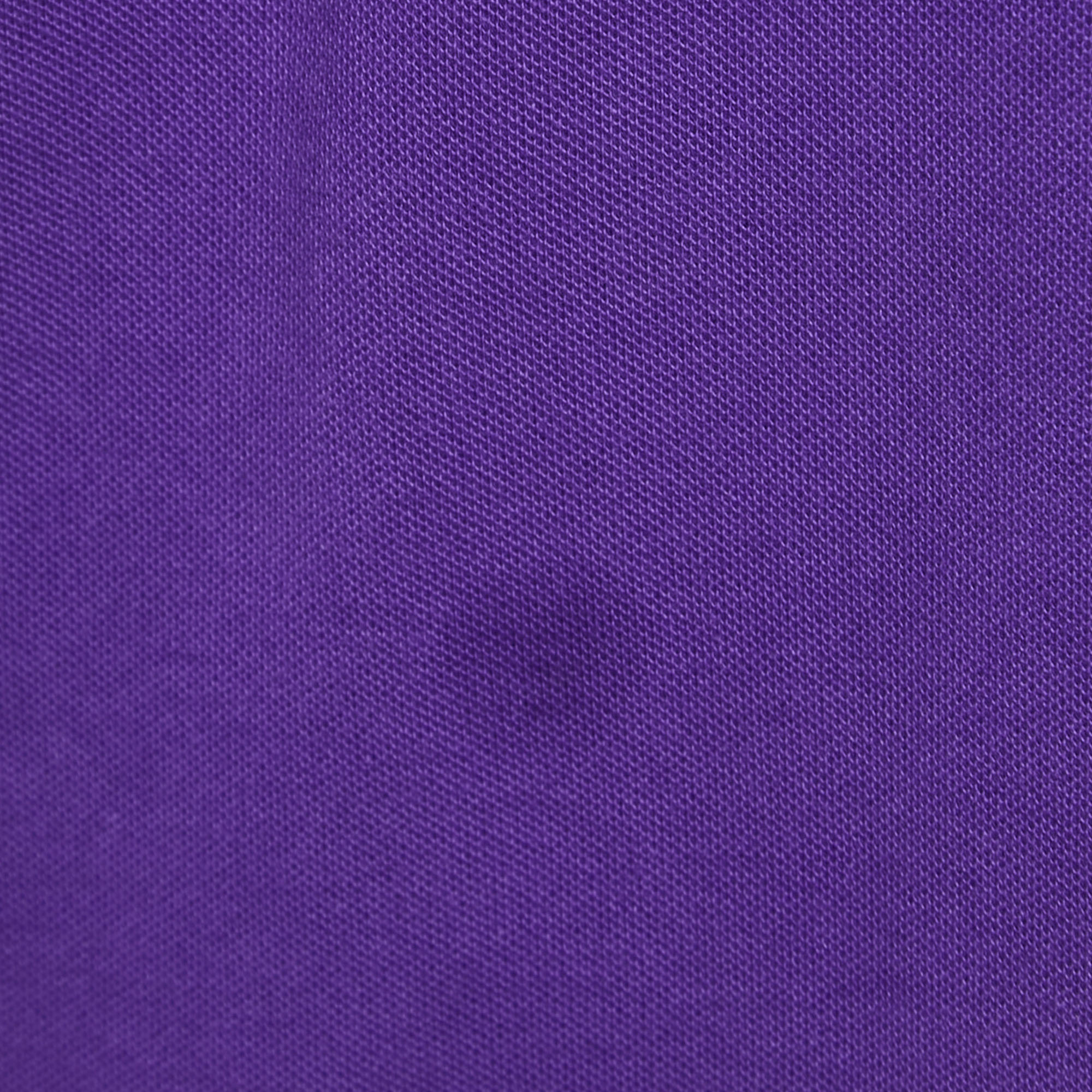 A Bathing Ape Purple Logo Embroidered Cotton Pique Polo T-shirt XL