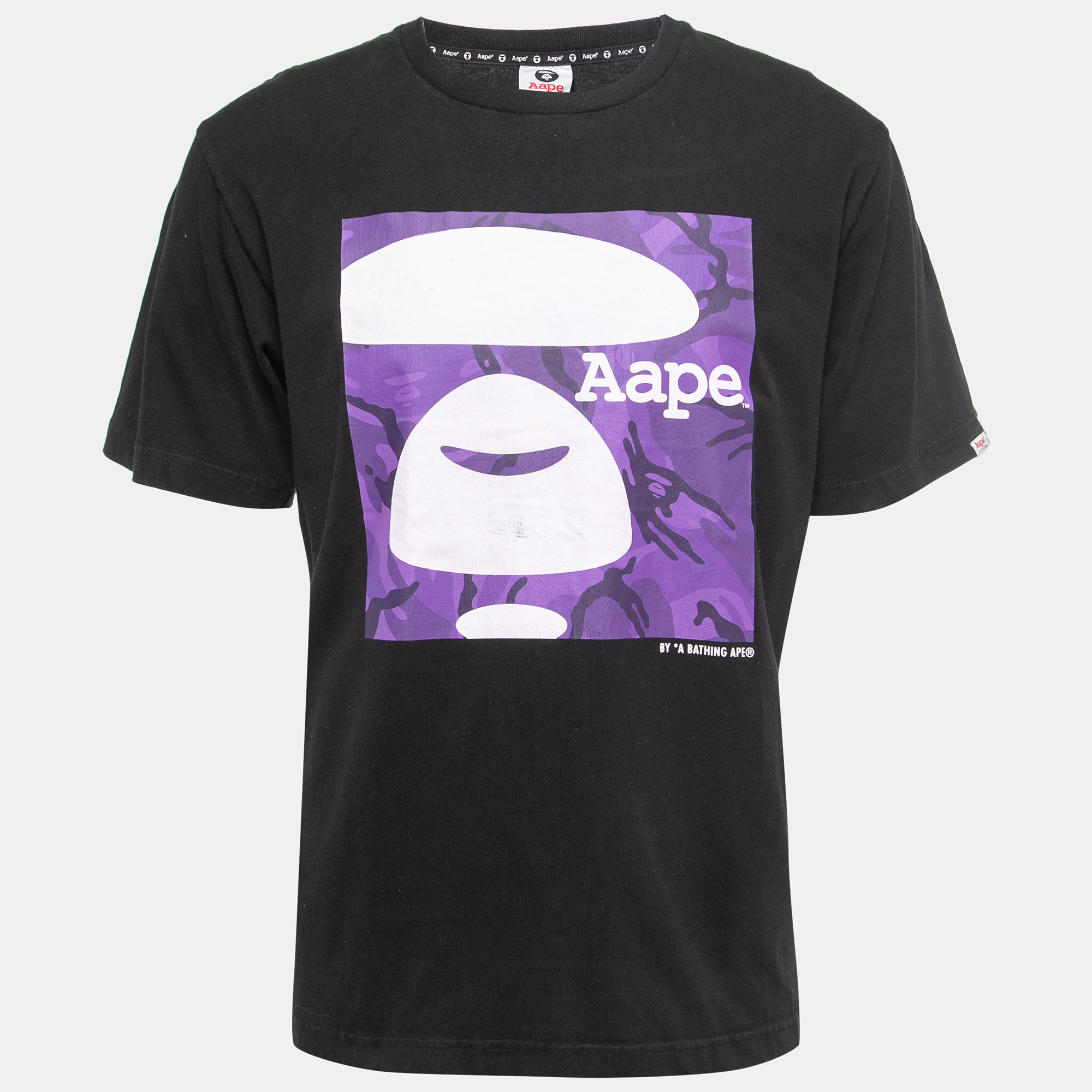 A Bathing Ape Black Logo Print Cotton Crew Neck Half Sleeve T-Shirt XL