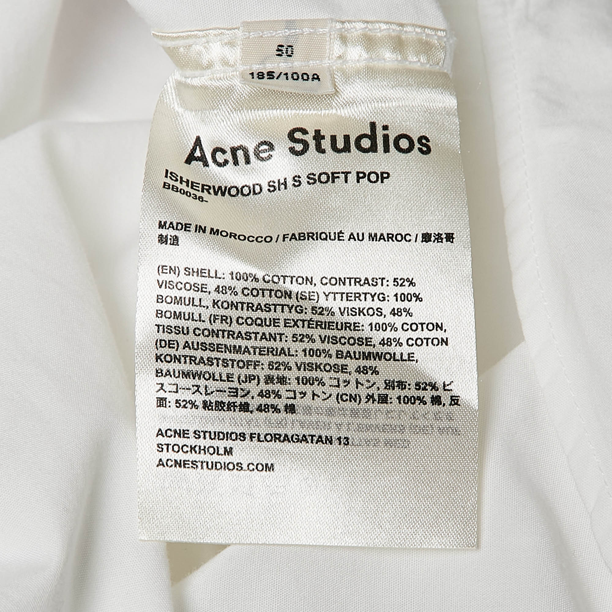 Acne Studios White Cotton Short Sleeve Shirt L