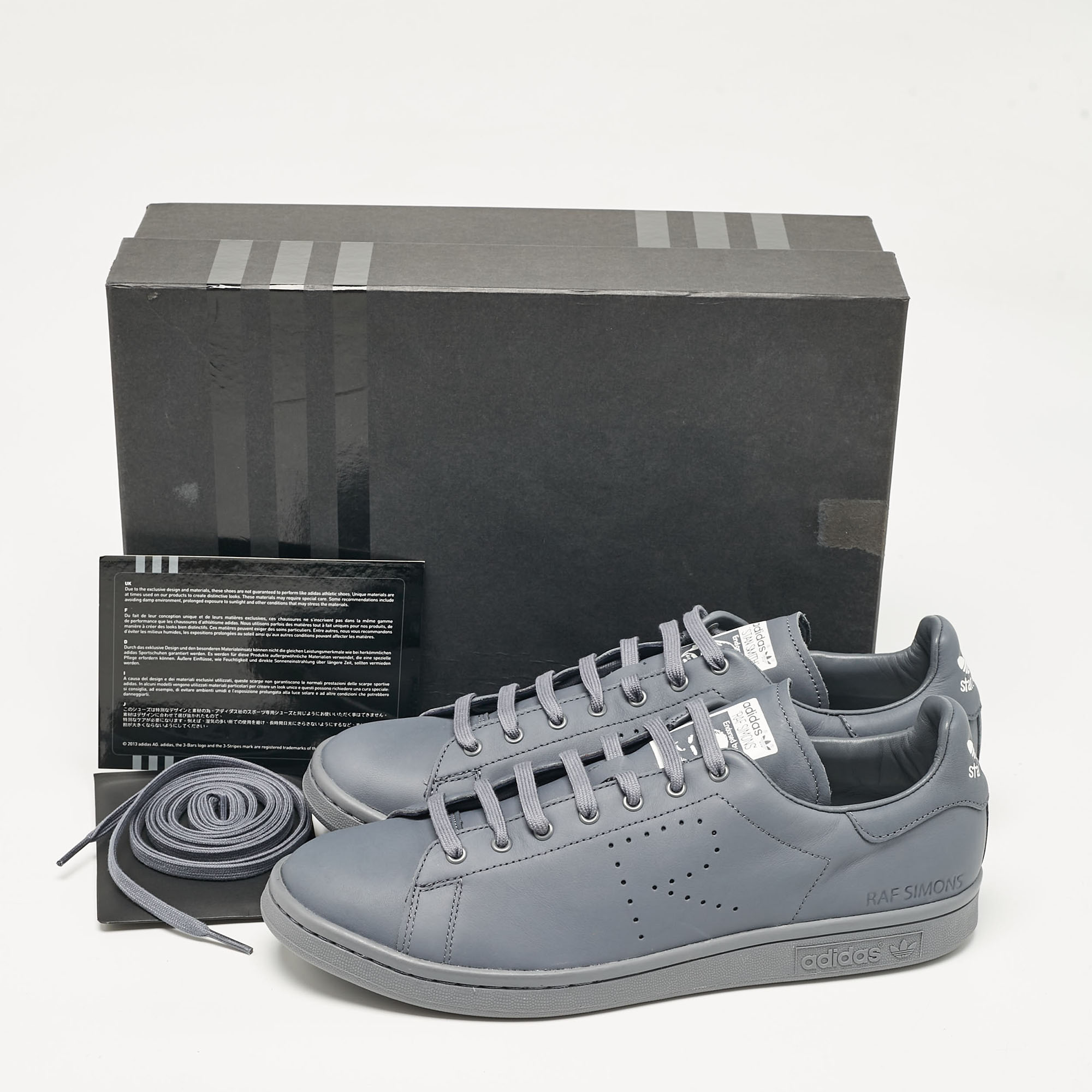 Adidas By Raf Simons Grey Leather Stan Smith Sneakers Size 45 1/3