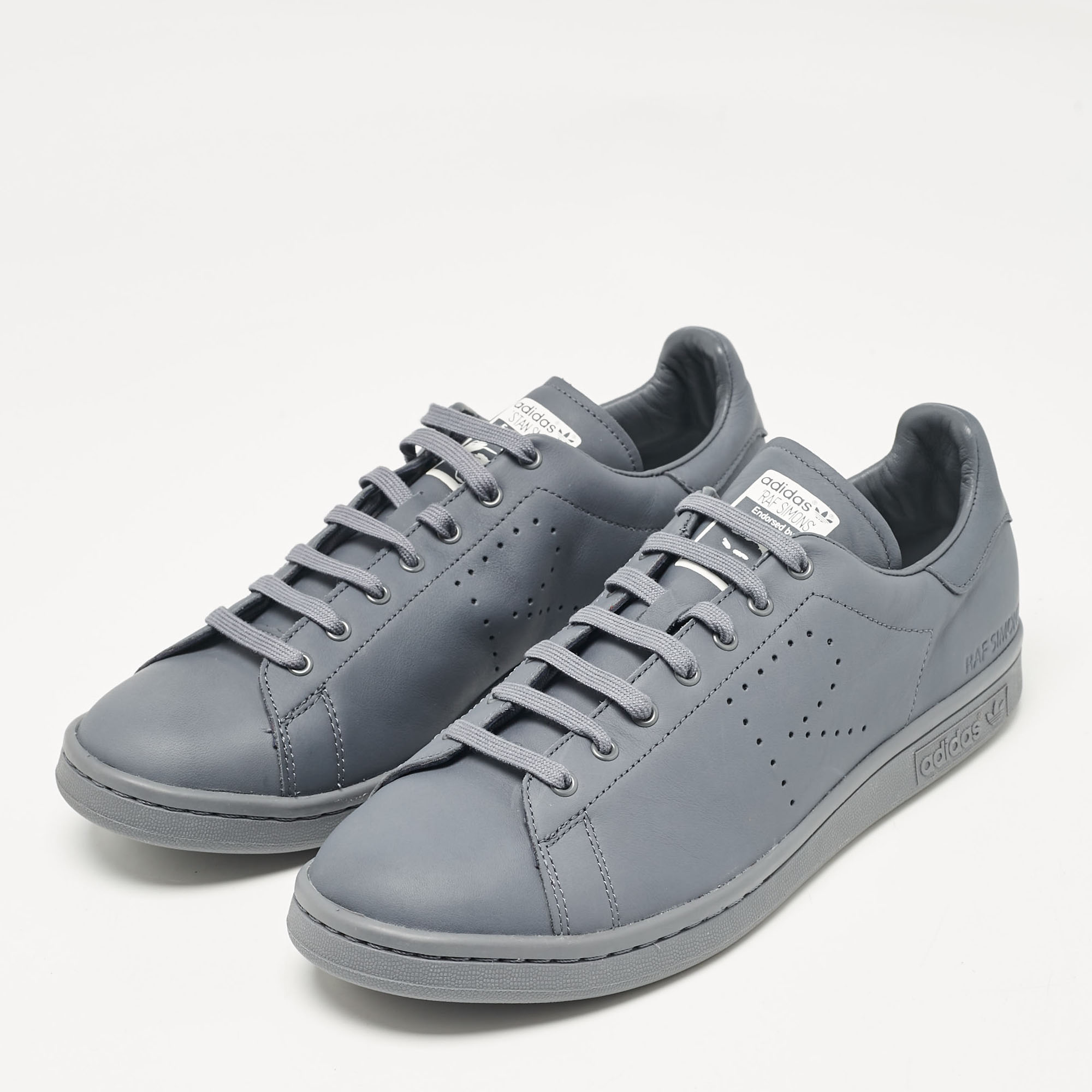 Adidas By Raf Simons Grey Leather Stan Smith Sneakers Size 45 1/3