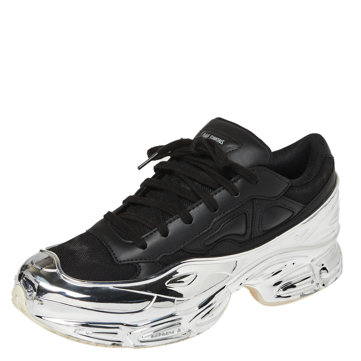 Adidas By Raf Simons Black/Silver Leather Ozweego Core Sneakers Size 42