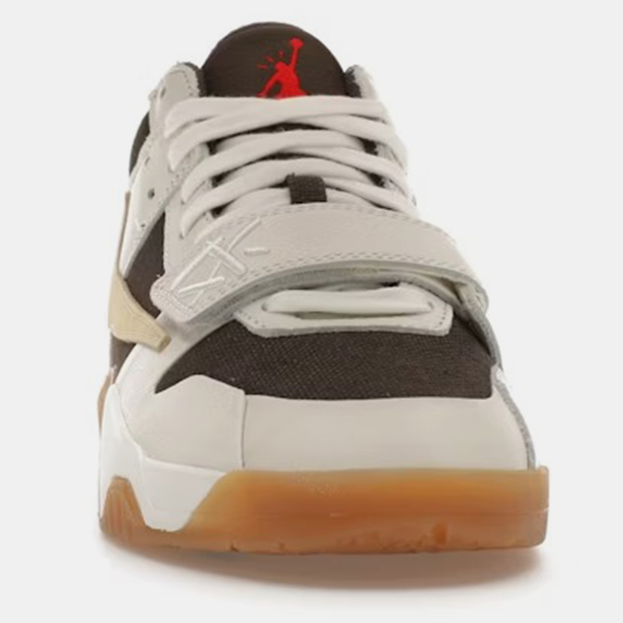 Air Jordan Dark Brown/Off White Canvas Jordan Jumpman Jack TR Travis Scott Sail Sneaker Size EU 42