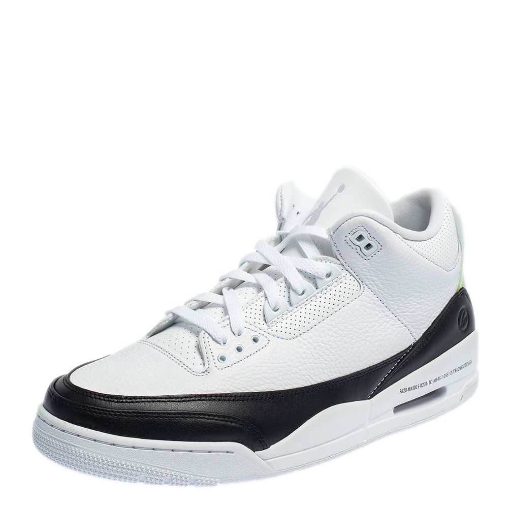 Air Jordan 3 Retro White/Black Leather Fragment Sneakers Size 47