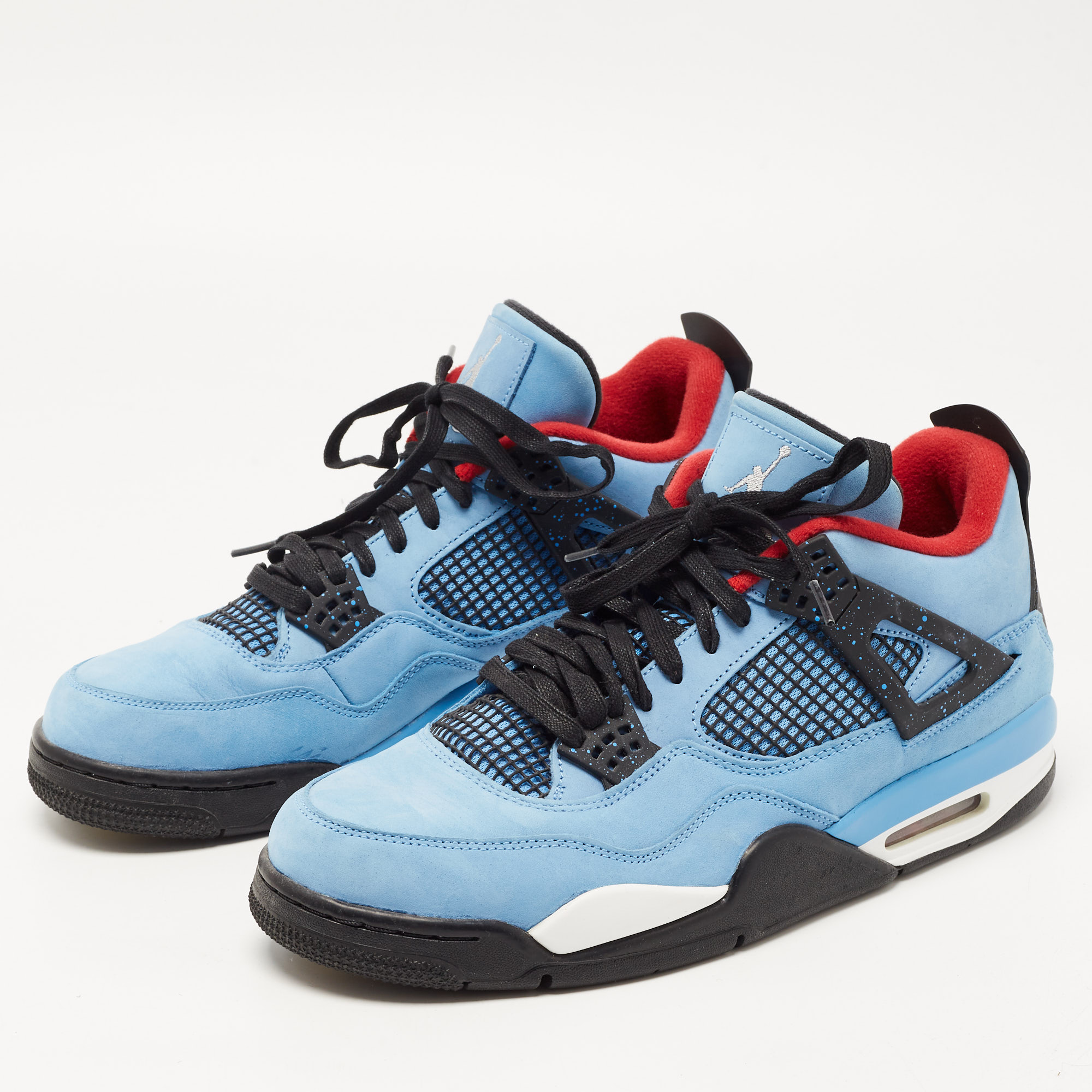

Air Jordan x Travis Scott Blue Nubuck Leather Jordan 4 Retro Cactus Jack Sneakers Size