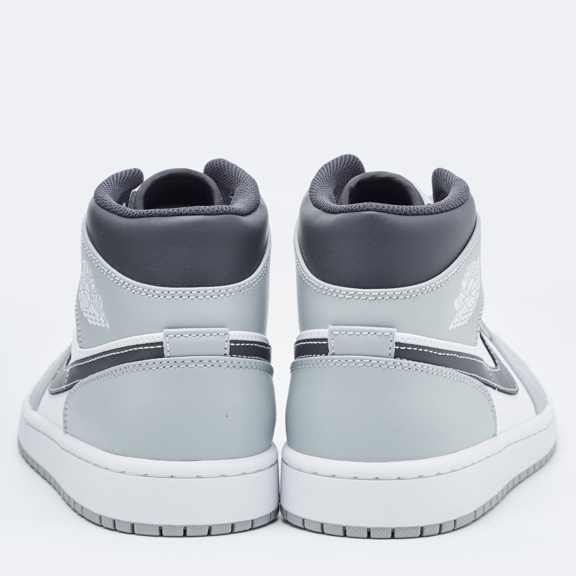 Air Jordan Multicolor Leather Jordan 1 Mid Light Smoke Grey Anthracite Sneakers Size 44