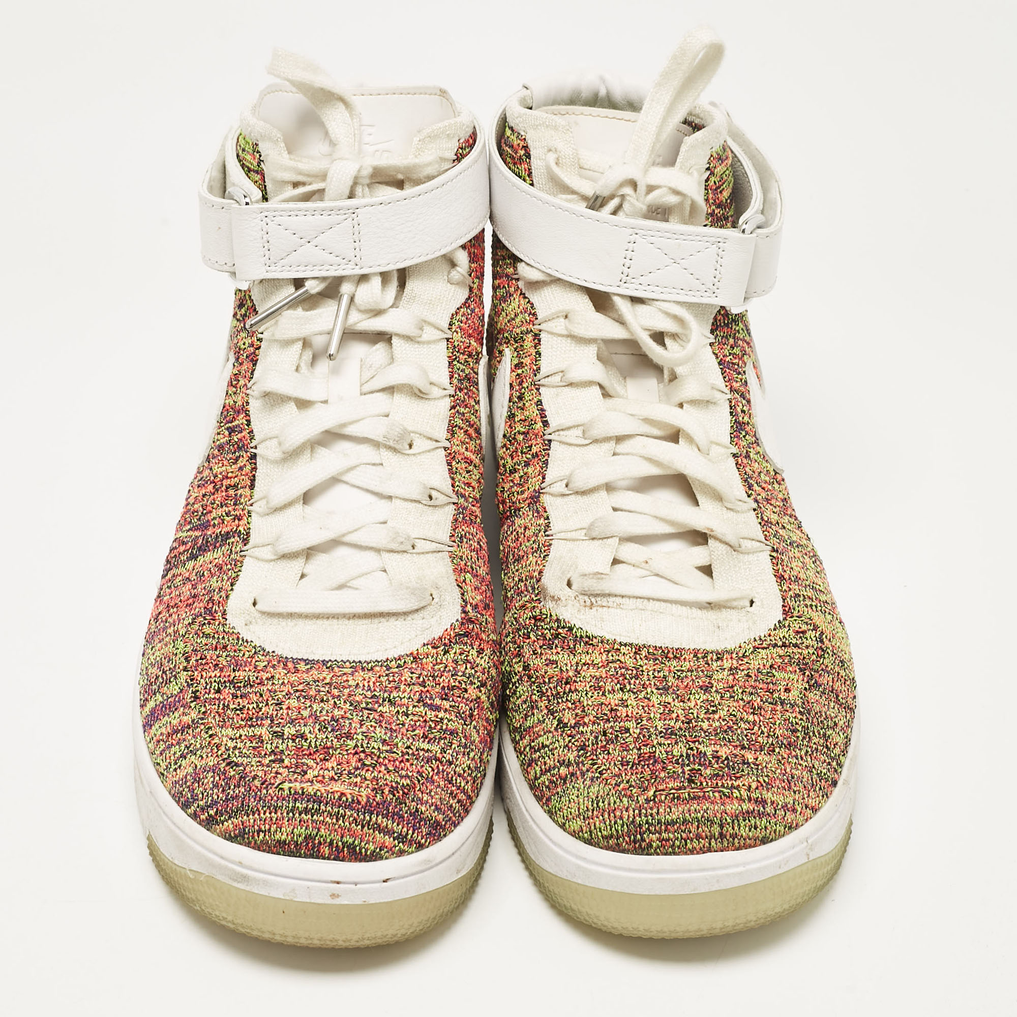 Air Jordans Multicolor Fabric And Leather Air Force High Top Sneakers Size 46