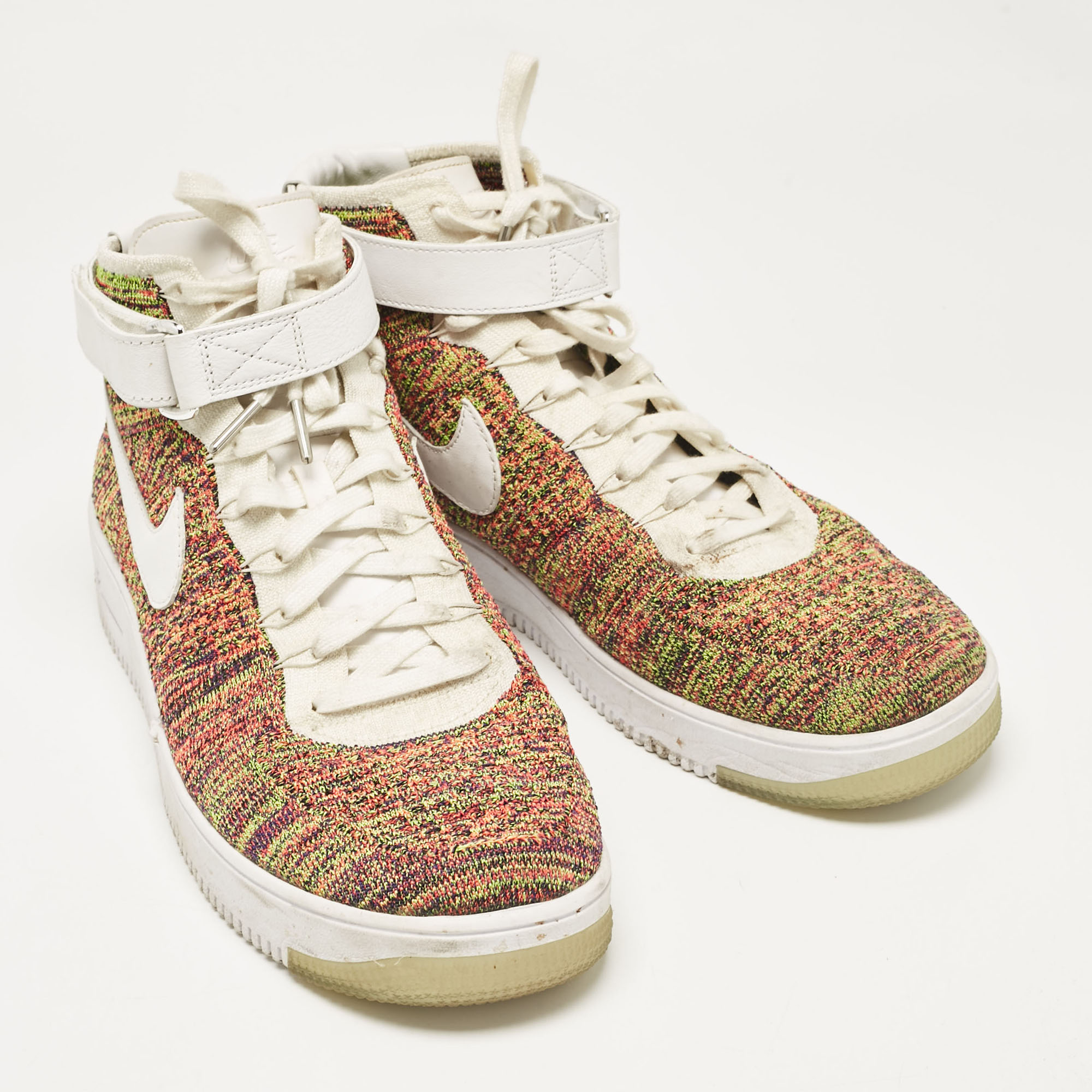 Air Jordans Multicolor Fabric And Leather Air Force High Top Sneakers Size 46