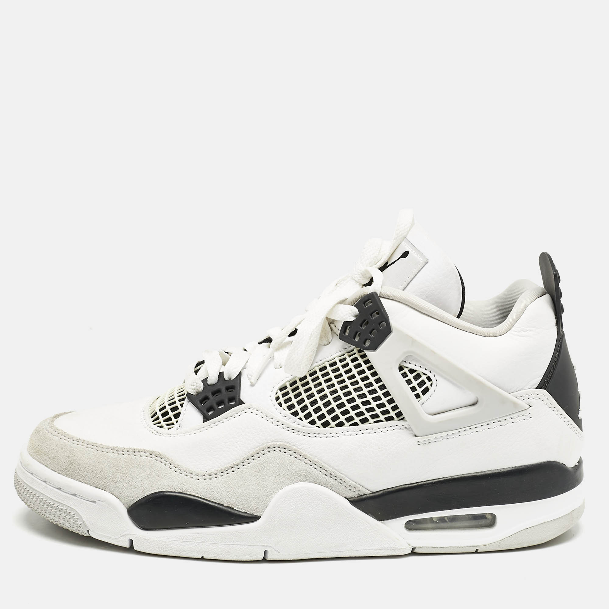 Air Jordans White/Black Leather Jordan 4 Retro Military Black Sneakers Size 42.5
Air Jordans White/Black Leather Jordan 4 Retro Military Black Sneakers Size 42.5