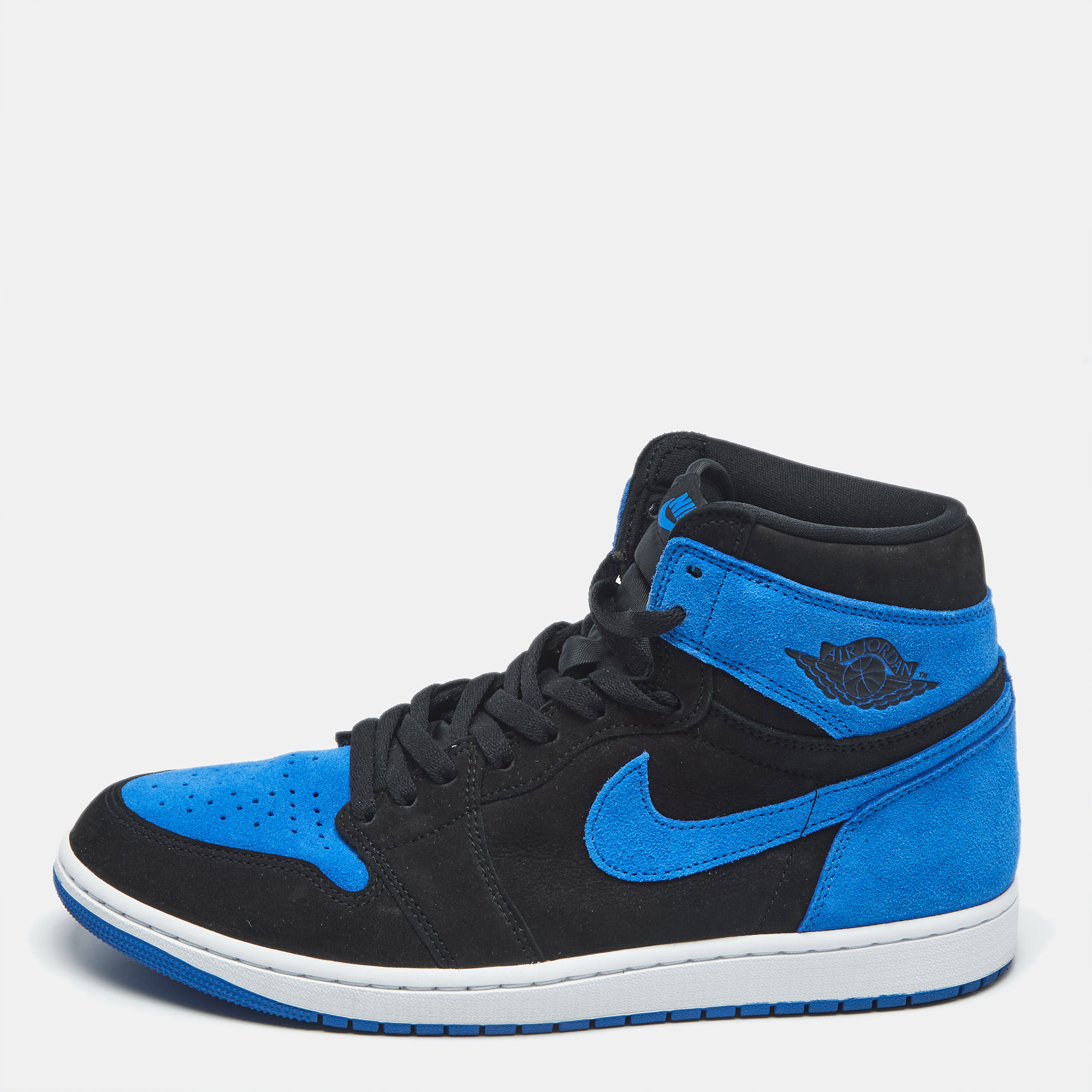 Air Jordans Blue/Black Suede Jordan 1 Retro High OG Royal Reimagined Sneakers Size 45.5
Air Jordans Blue/Black Suede Jordan 1 Retro High OG Royal Reimagined Sneakers Size 45.5