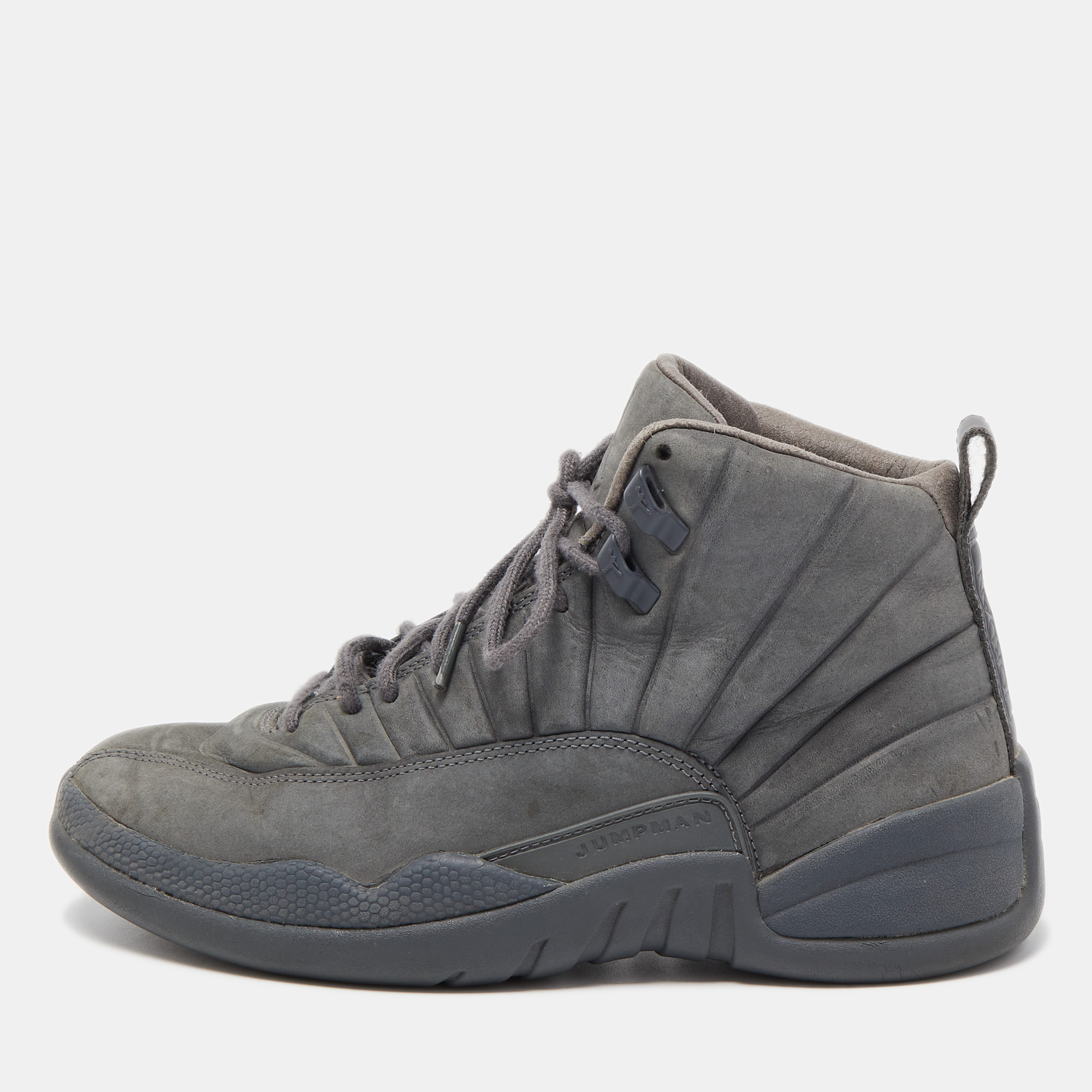 Air Jordans Grey Nubuck Leather High Top Sneakers Size 41