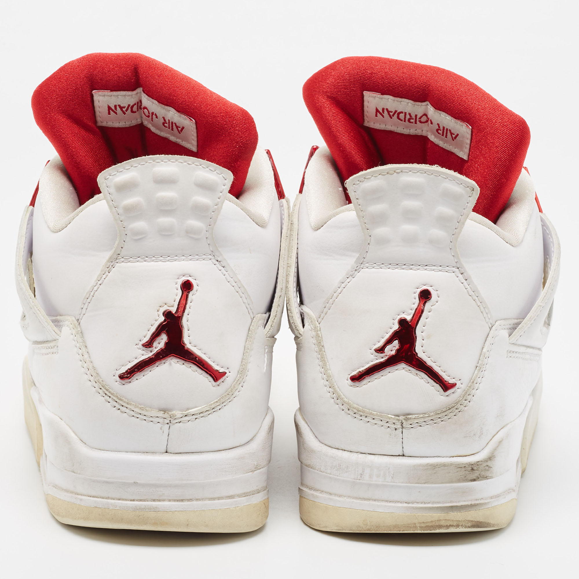 Air Jordans White Leather Jordan 4 Retro Sneakers Size 43