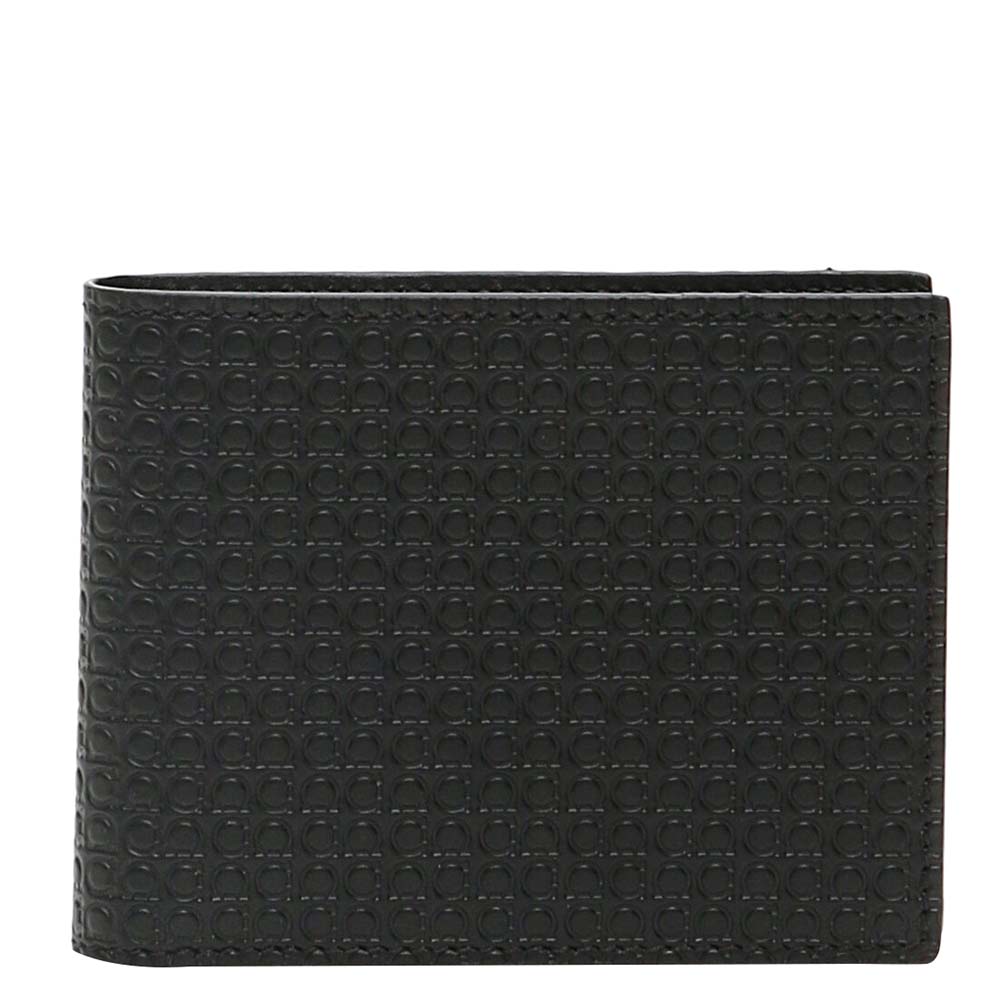 Image of Alexander McQueen Black Leather nero Gancini Bi-fold Wallet